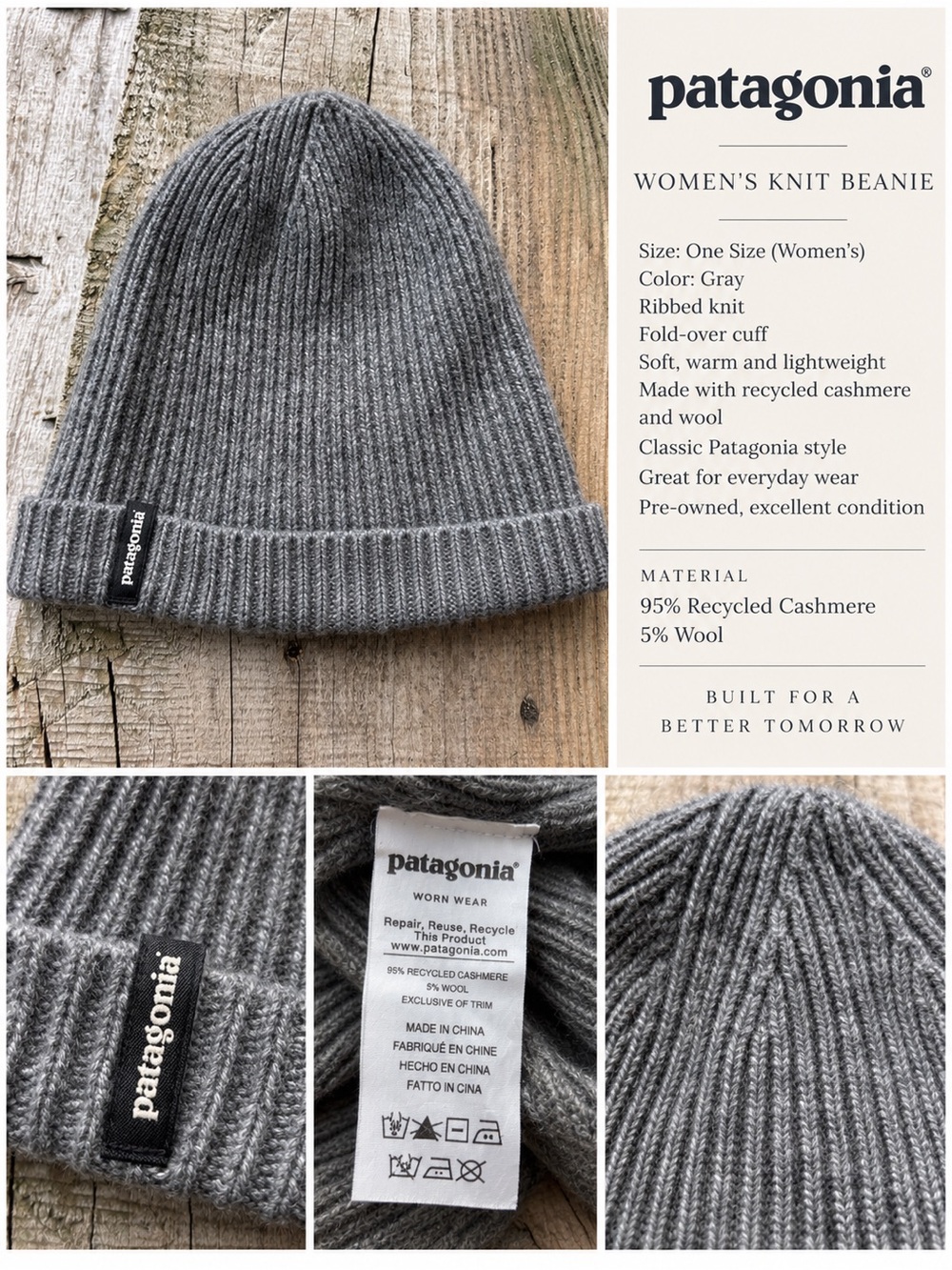 Patagonia Women’s Recycled Cashmere Wool Ribbed Beanie